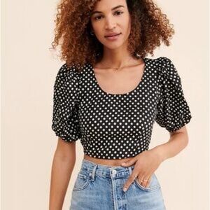 Free People Puff Sleeve Crop top